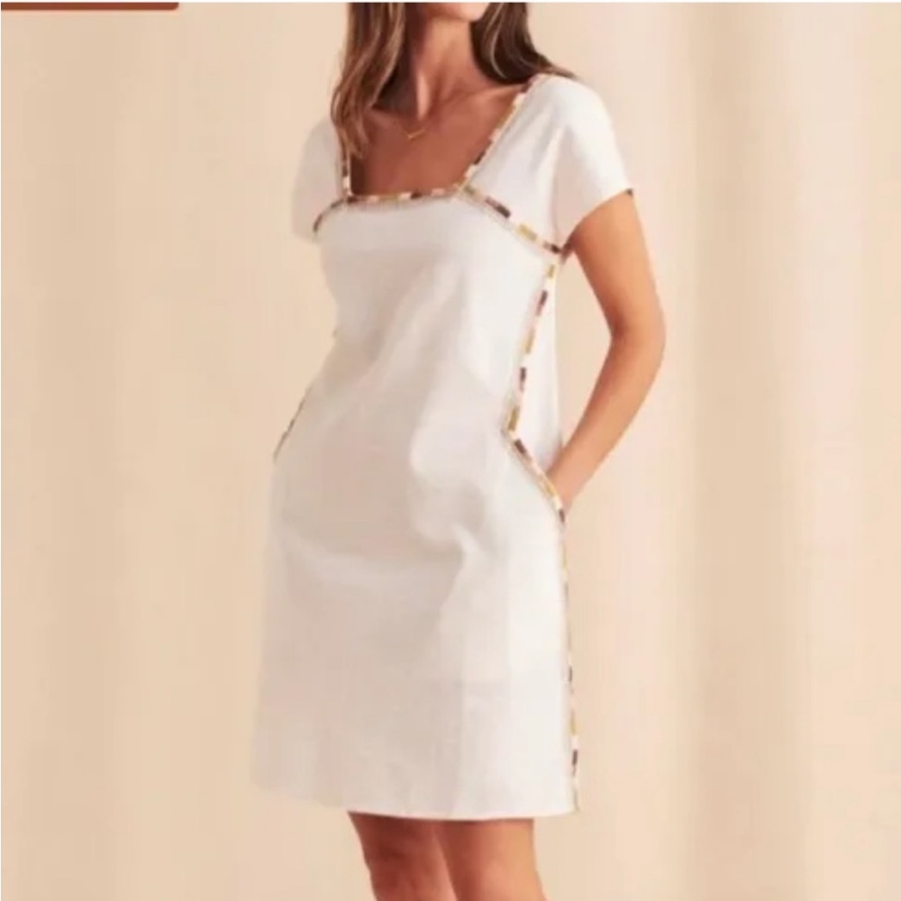 Faherty White Asymmetrical Buttoned Mini Dress